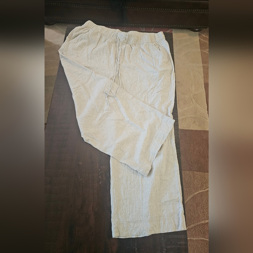 Lane Bryant WOMANS Linen Wide Leg Pants - Light Khaki SIZE 2XL